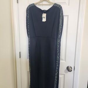 NWT ASOS Curve Formal Navy Midi Dress with Beaded Detail
